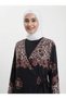 Mother's Hijab Black Leopard Patterned Lace Detailed Double Breasted Viscose Prayer Dress - 4