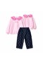 Girl's Set - Ruffled Collar Sweatshirt & Polka Dot Jean Pants - 4