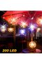 أضواء دينيك مايك ستاربرست 200 LED على شكل ألعاب نارية، أضواء كروية بسلك نحاسي مع جهاز تحكم عن بعد، 8 أوضاع إضاءة - 2