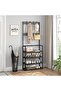 Coat Rack Shoe Bench, 4-Tier Entryway Organizer with 8 Hooks, Multifunctional Hallway Storag - 7