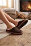 Brown Chenille / Ethnic Pattern Striped Plush Inner Lining Non-Slip Sole House Slippers - 2