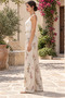 Beige Color Floral Patterned Belt Detailed Wide Leg Linen Trousers - 2