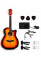 Acoustic Electric Guitar, 6-String Cutaway Guitar with Separate EQ System, Capo, Picks & Wall Hangers, Sunburst - 2