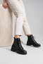 Fv504S Women's Black Crocodile Textured Lace-Up Side Zipper Ankle Boots - 2