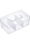 Clear Stackable Storage Organizer Box, Multi-Purpose Plastic Container with 3 Adjustable Divider Gri