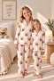 Girl's Patterned Buttoned Milan Fabric Long Sleeve Pajama Set