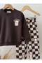 Boy's Checkered Patterned 3-Strand Non-Padded 100% Cotton Top and Bottom Set - 4