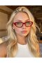 Stella Red Red Geometric Cat Eye Thick Handle Blue Light Protective Glasses - 3