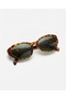 Stella Leopard Cat Eye Polarized Lens Red Geometric Cut Handle Detailed Acetate Metal Hinged Sunglasses - 4
