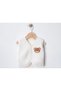 Baby Plush Vest with Punch Teddy Bear Embroidery - Ecru - 2