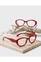 Stella Red Red Geometric Cat Eye Thick Handle Blue Light Protective Glasses - 5