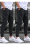 Set of 2 Unisex Regular Fit Ribbed Leg Black, Gray, Navy Blue, Anthracite Color Sweatpants, Sports Sweatpants