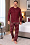 Men's Interlock Comfortable Fit Plaid Round Neck Cotton Pajama Set 6860 - 2