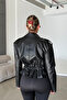 Zr Model Black Belted Premium Women's Leather Jacket with Elastic Back - 6