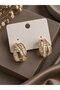 Brass Gold Color Zircon Stone Knot Ring Model Women's Earrings