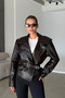 Zr Model Bitter Brown Belted Premium Women's Leather Jacket with Elastic Back