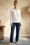Ecru Patterned Viscose Knitted Pajama Set 26224613 - 2