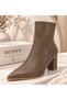 Women's Pointed Toe Side Zipper Thick Heel Boots - 2