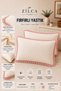 Pink Ruffle Pillowcase Set of 2 50X70 cm – with Cover, Without Zipper, Cream
