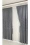 Linen Textured Pompom Gray Panel Background Curtain (Single Panel) - 2