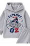 Hooded Elephant Printed Seasonal Girls and Boys Baby Kids Tracksuit Top and Bottom Set 1-4 Years - 2