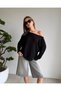 Boat Neck Batwing Sleeve Loose Fit Textured Knitwear Sweater Aw26Kz00068