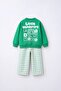 Girl's Checkered Back Printed 100% Cotton Oversize 3 Thread Non-Threaded Bottom and Top Set - 4