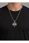 Anchor Figured Round Men's Necklace – Sailor Themed Steel Necklace with Black Detail