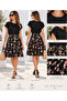 Women's Black Floral Low-Sleeve Midi Length Dress with Plus Size Option - 4