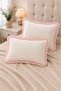 Pink Ruffle Pillowcase Set of 2 50X70 cm – with Cover, Without Zipper, Cream - 2