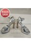 Silver Lame Evening Dress Shoes, 13 cm Stylish Heeled Shoes - 3