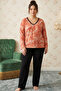 Patterned Large Size Oversized Viscose Knitted Pajama Set 26224847 - 2