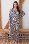 Patterned Large Size Oversized Viscose Knitted Pajama Set 26224858 - 2