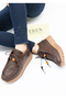 5537 Eren Shoes&Bag Genuine Leather Nubuck Printed Bocuk Detailed Lace-Up Flat Heeled Comfortable Women's Daily Shoes Real Leather Brown - 3