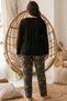 Black Patterned Large Size Oversized Viscose Knitted Pajama Set 26224806 - 3