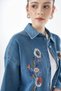 Washable Embroidered Denim Tunic Blue-Blue - 42 - 3