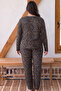 Patterned Buttoned Large Size Oversized Viscose Knitted Pajama Set 26224859 - 3