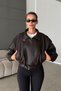 Zr Model Bitter Brown Oversize Stand Collar Belted Leather Jacket - 2