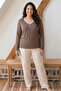 Mink Patterned Buttoned Large Size Oversized Viscose Knitted Pajama Set 26224807 - 2