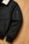 Plush Collar Casual Jacket with Quilted Lining Inside - 2