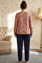 Patterned Large Size Oversized Viscose Knitted Pajama Set 26224804 - 3