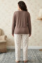 Mink Patterned Buttoned Large Size Oversized Viscose Knitted Pajama Set 26224807 - 3