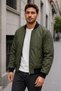 Quilted Lined Bomber Jacket with Zipper Pockets - 3
