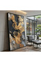 Luxurious Abstract Gold Leaf Art, Metallic Canvas Print, Modern Black and Gray Wall Decor, Elegant Home Decoration Canvas, Contemporary 40x60 Galeery Wrapped
