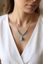 Real Natural Turquoise Stone Evil Eye Beaded Anti-Tarnish Steel Necklace 45 cm Handmade Women's Necklace