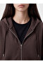 Ozmarka New Season Brown Oversize Women's Thick Zippered Sweatshirt - 3