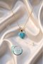 Tarnish-Resistant Steel Chain with Heart Detail and Turquoise Stone Women's Necklace (45 cm) - 3