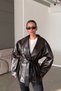 Zr Model Oversize Belt Detailed Mid-Length Women's Leather Jacket Coat Suitable for Hijab Wear - 5