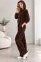Women's Velvet Tracksuit Set with Hooded Zipper and Pockets, Comfortable Fit - 2