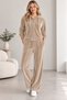 Women's Velvet Tracksuit Set with Hooded Zipper and Pockets, Comfortable Fit